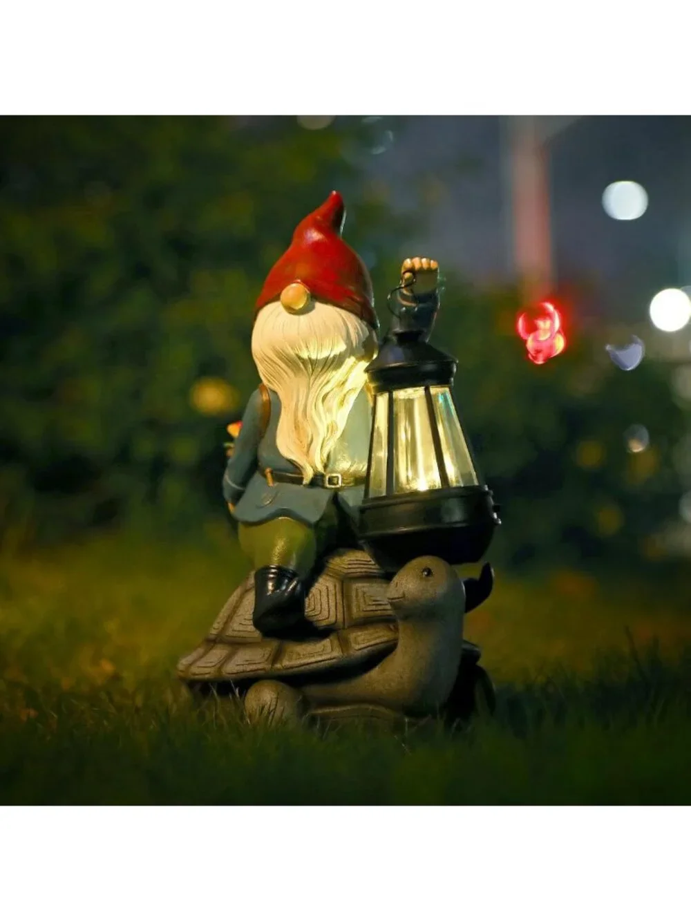 Charming Gnome & Turtle Garden Decor - Large Outdoor Sculptures with Solar